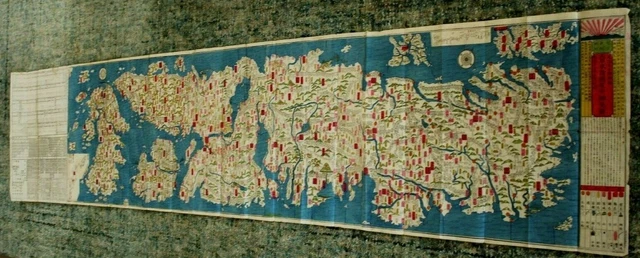 Old Japanese Woodblock Print  Map,Japan