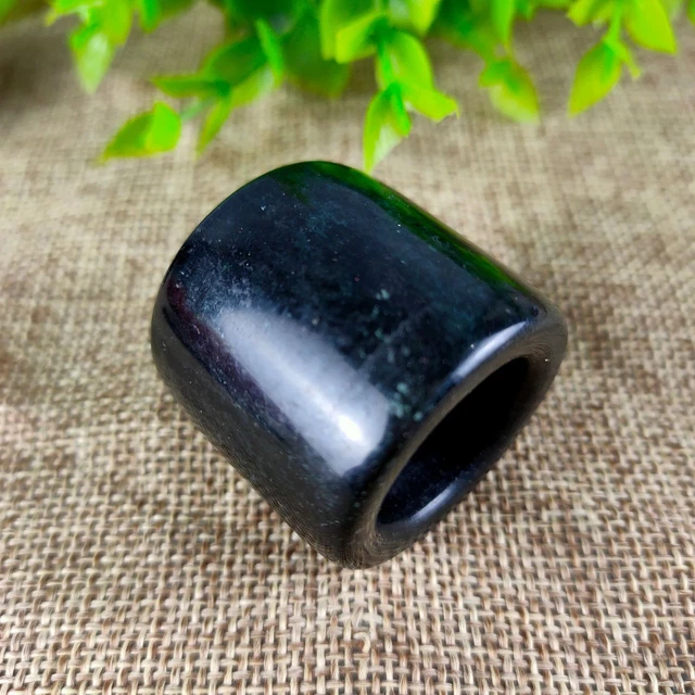 1PCS Chinese Antique Black Ink Jade Ring with Serpentine Stone Ring for Men