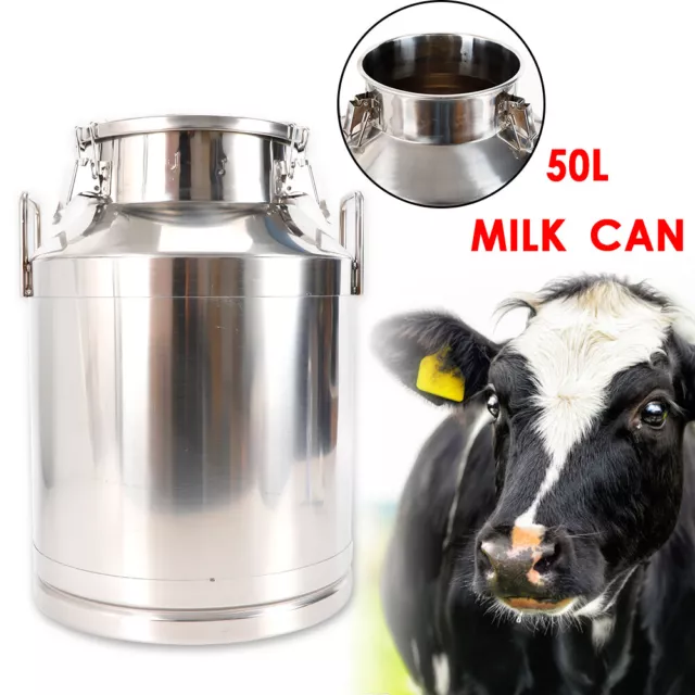 NEW 50L 13.25Gallon Stainless Steel Milk Can Heavy Gauge 380mm/15'' Tote Jug HOT