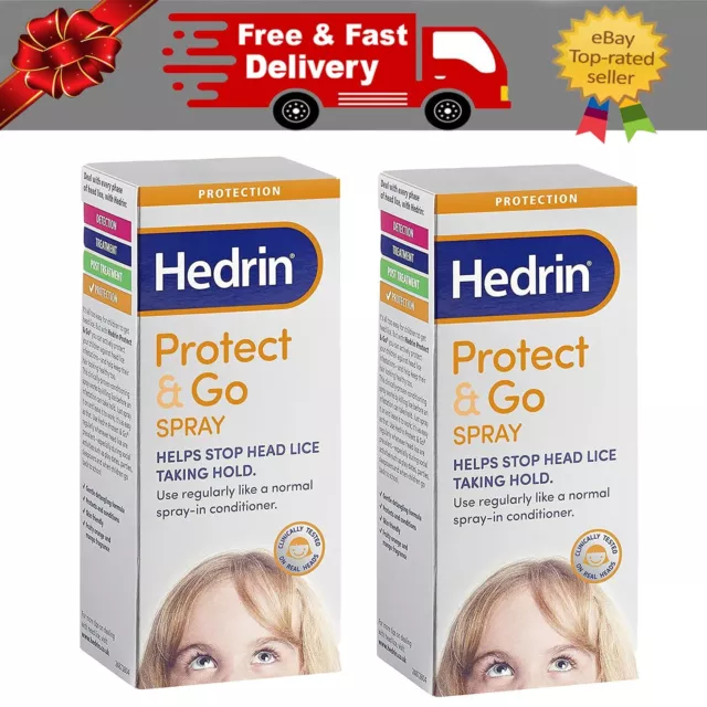 Hedrin Protect & Go Spray Head Lice Treatment & Prevention Protection 120ml X 2