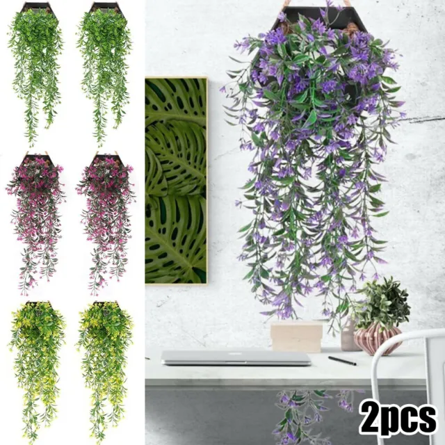 2 X Artificiel Ivy Fleur Vigne Guirlande Suspendu Maison Arrière Panier Plante