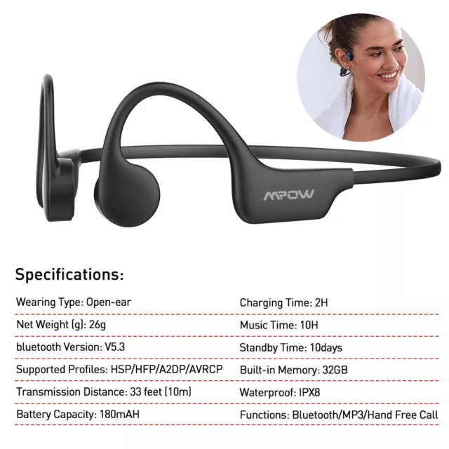 Wireless Bone Conduction Earphones Swimming IPX68 Waterproof 32G MP3 Headphones 3