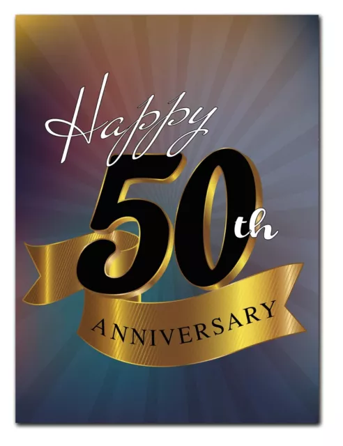 Large Happy 50th Anniversary Card-Blank Inside with White Envelope-11.75"x9"