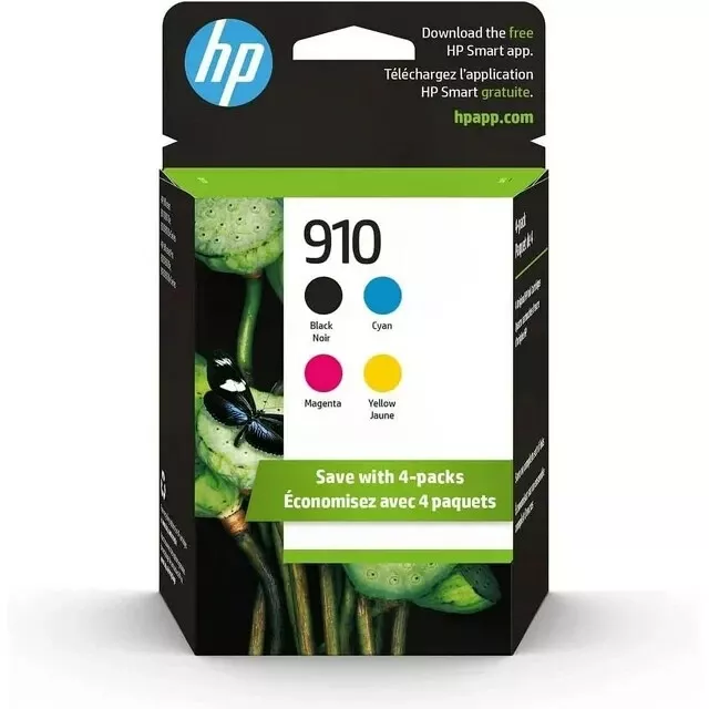 4 Pack Original 910 Black Cyan Magenta Yellow Ink Cartridges Exp 12/2024