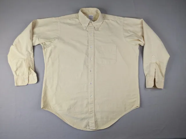 Brooks Brothers Makers OCBD Shirt Adult 16 34 Yellow Button Down USA Made