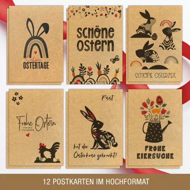 12 Ostern Postkarten Kraftpapier Grußkarten Osterkarten Osternkarten Set Karten 3