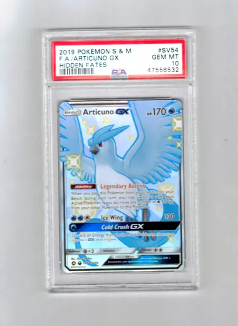 Mavin  PSA 10 GEM MINT Articuno GX Shiny Hidden Fates Pokemon Card  SV54/SV94 Card