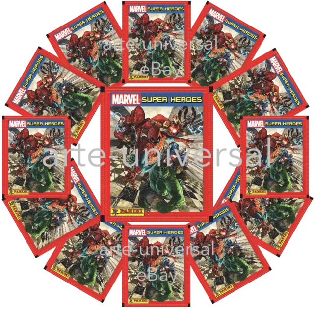 50 packs Italy PANINI STICKERS & CARDS COLLECTION - MARVEL SUPER HEROES