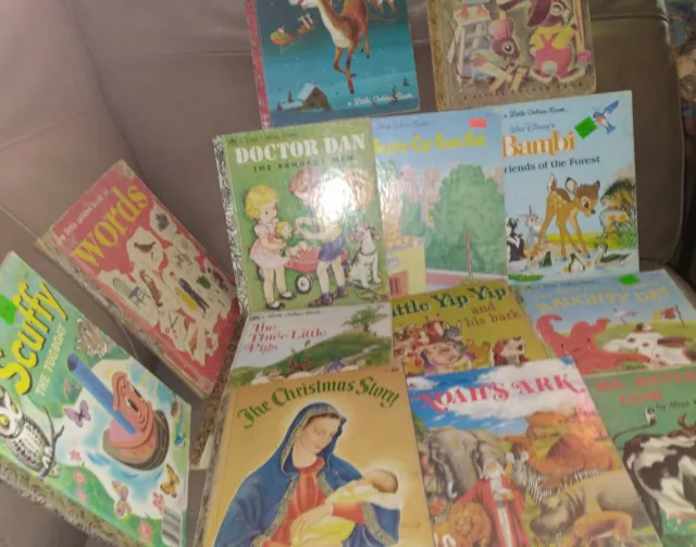 13 Vinatge 'A Little Golden Book' Books. OLD. Bambi. Duck & friends, dr dan, etc