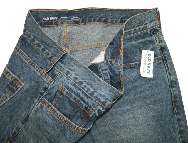 NEW Old Navy Slim Built-in Tough Denim Blue Jeans Tag 34x32 measured Size 34x31