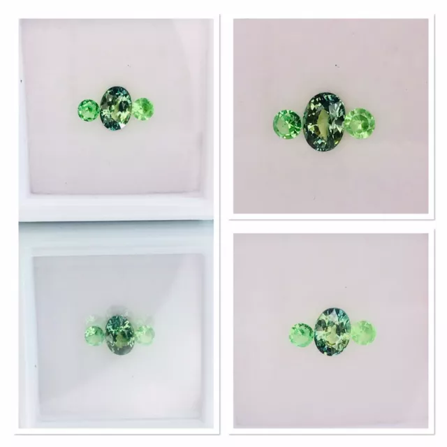 Sapphire & tsavorite Garnet Suite 0.80 Carat Hand Cut Eye Clean Rare Suite