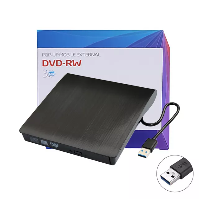 Portable External CD DVD RW Drive Writer USB 3.0 Player Reader Burner for Laptop