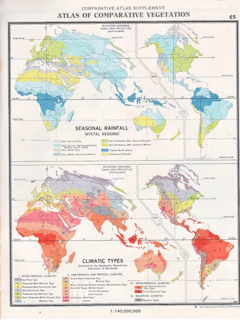 1961 Map ~ Comparative Vegetation ~ Seasonal Rainfall & Climatic Types