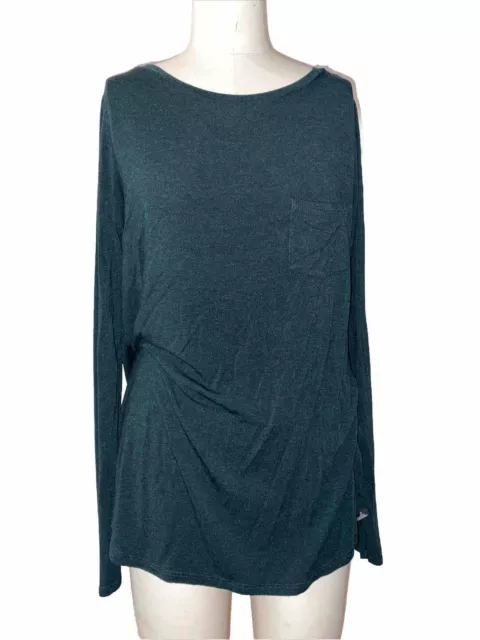 Prana Soft Modal Long Sleeve Pocket T-Shirt Dark Green Women S Long Tunic Length