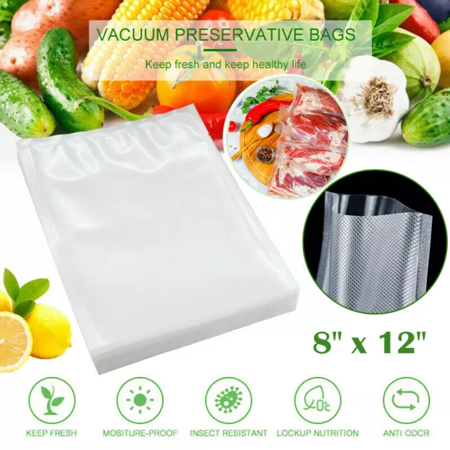 100-1000 Quart 8x12 Vacuum Sealer Bags Food Saver Embossed Storage Bags 4  Mil
