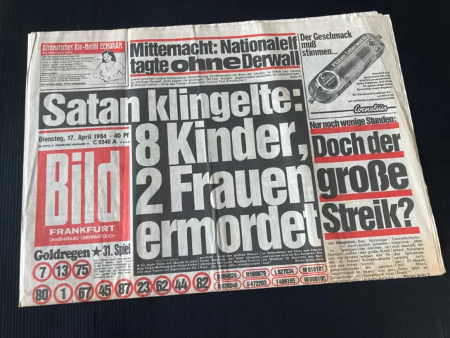 BILD ZEITUNG vom 17. April 1984 - 17.4.1984 zum 40. Geburtstag mit OSTERN 1984