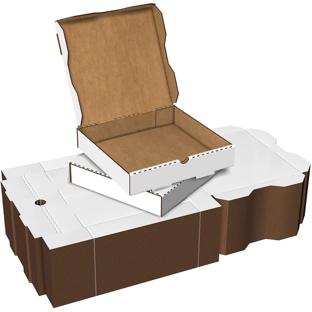 White Cardboard Pizza Boxes, Takeout Containers - 10 x 10 Pizza Box Size, Cor...