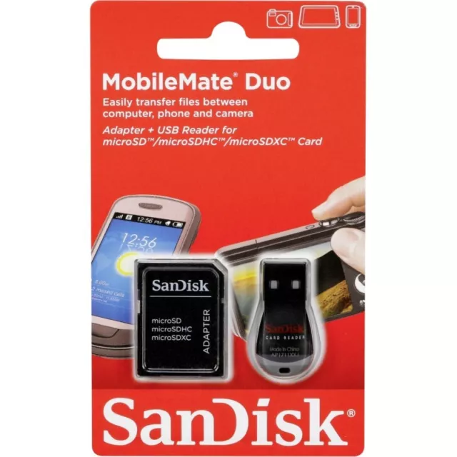 SanDisk Mobilemate Dúo MICROSD USB Lector de Tarjetas Con Adaptador Reino Unido