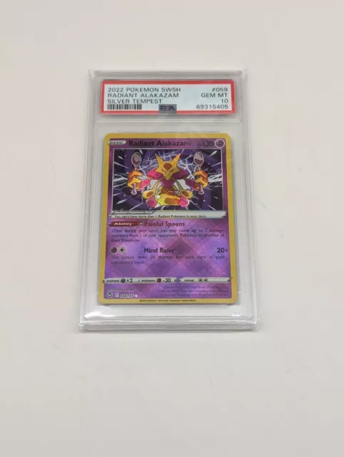 MINT 10! Radiant Alakazam #59 Silver Tempest Pokemon GMA Potential PSA or  BGS