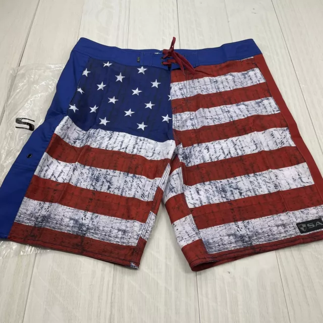 American Flag Board Shorts By Salt Armour Co. Size 36. USA SA Company