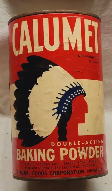 Calumet Double Acting Baking Powder Tin Vintage Empty Nice Graphics