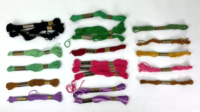Lote de 21 madeja de colección abrigos J&P bordados hilo/hilo múltiples colores 6 hilos