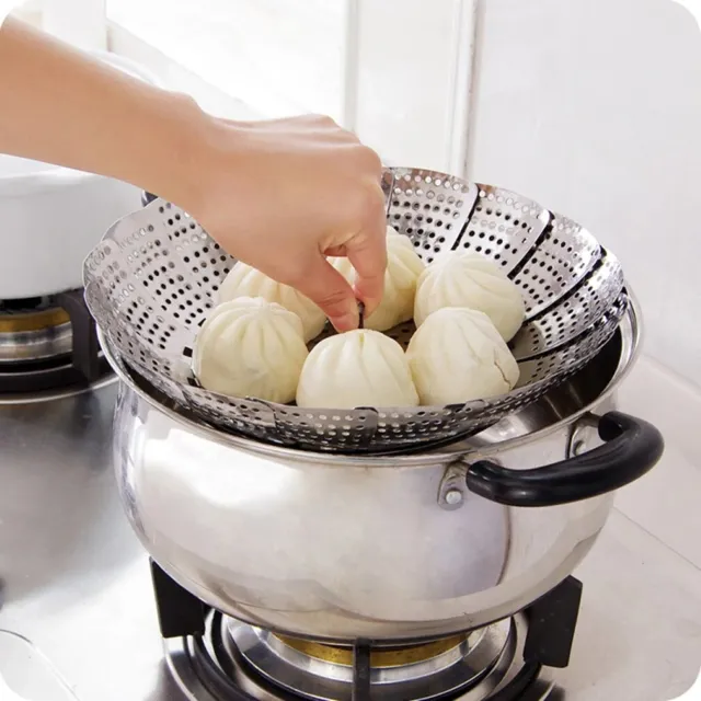 Steamer Basket Folding Dish Steam Stainless Steel Food Mesh Vegetable Cooker