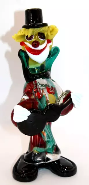 Vintage MURANO Art Glass Colorful Hand Blown CLOWN Figurine Made in Italy 8.25"