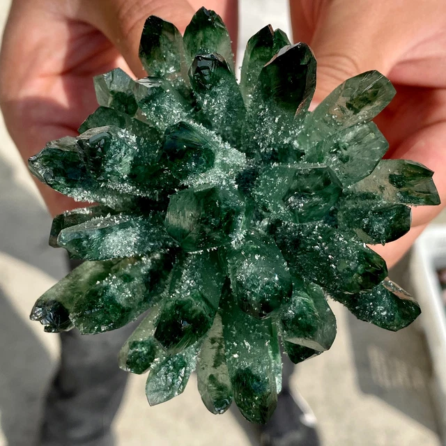 352G New Find Green Phantom Quartz Crystal Cluster Mineral Specimen Healing