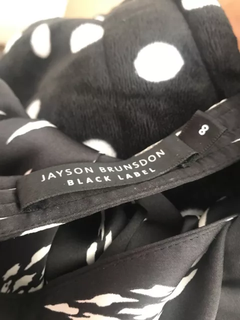 JAYSON BRUNSDON BLACK Label Womens Blouse Printed Black White V Neck Sz ...