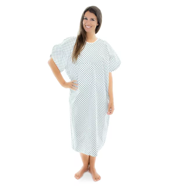 Personal Touch Unisex Hospital Patient Gown Metal Snap IV Sleeves with Teleme...