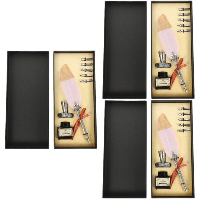 3 Sets glass dip pen Federkiel-Set Dip-Kalligrafie-Set Geschäftsanzug Gel-Stift-