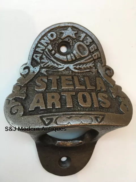 Stella Artois Bottle Top Opener Wall Mounted Vintage Antique Iron Retro Engraved