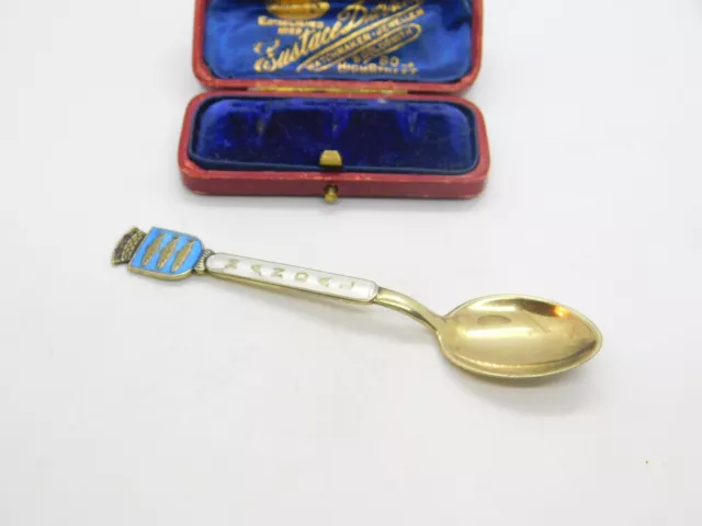 Aksel Holmsen Norwegian Sterling Silver Gilt & Enamel 'Mandal' Souvenir Spoon