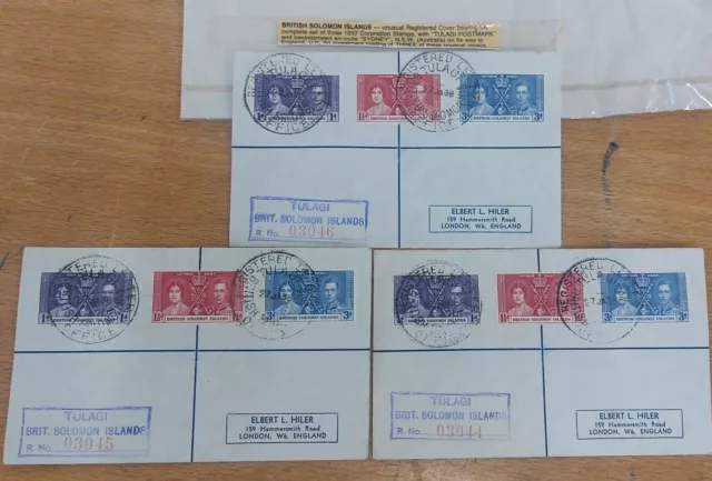 British solomon islands Registered covers 1937 Coronation Stamps - Complete Set