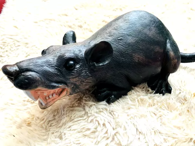 Halloween Large Rat Black Rubber 26" Long with Tail Scary Rodent Halloween Large Rat Black Rubber 26" Long with Tail Scary Rodent