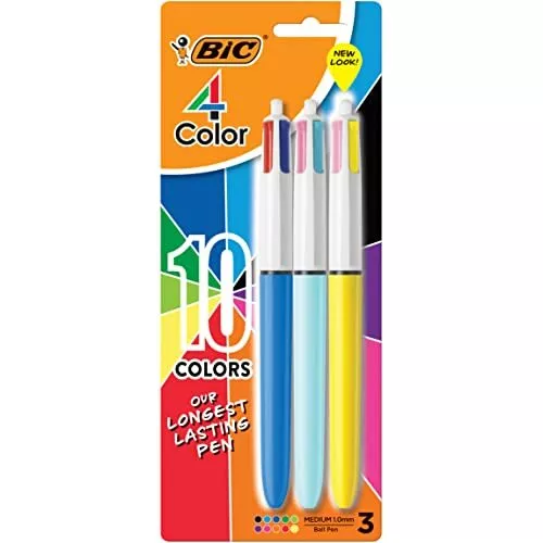 4-Color Ballpoint Medium Point (1.0mm) 4 Colors in 1 Set of Multicolored Pens