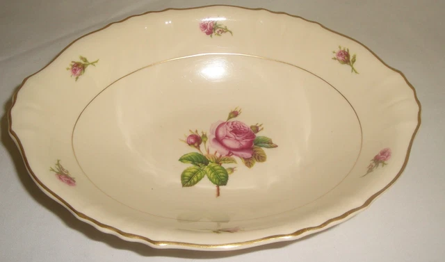 Syracuse Victoria Federal Shape Oval Vegetable Serving Bowl 10 5/8" Pink Rose