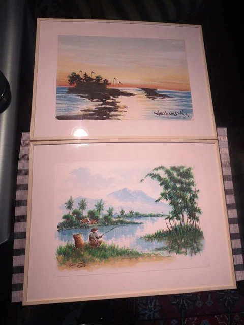 Aquarellbilder Chinesische Landschaft 2 Stück verschiedene Signaturen