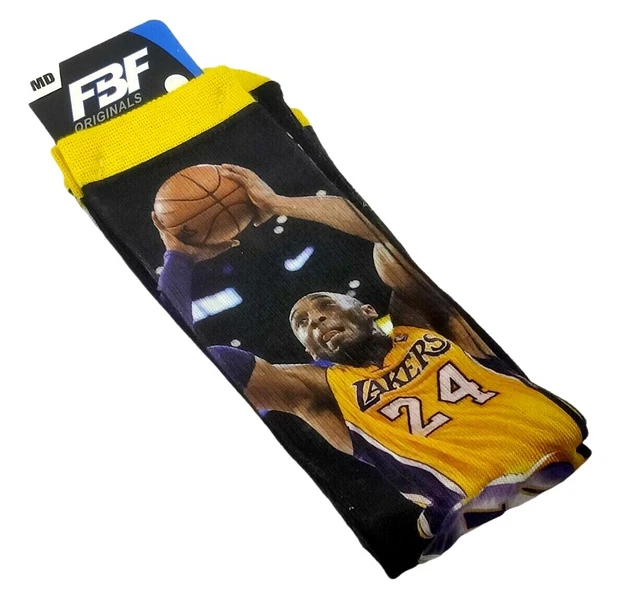 FBF Originals Kobe Bryant Los Angeles Lakers Socks No 24 Sz MD