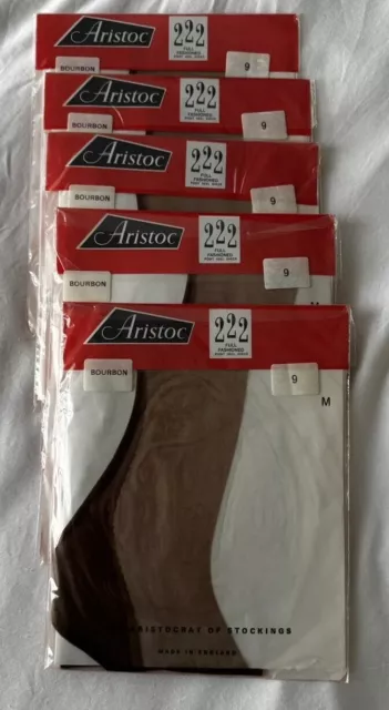 Aristoc 222 Fully Fashioned Point Heel X5 Vintage Stockings size 9 Bourbon