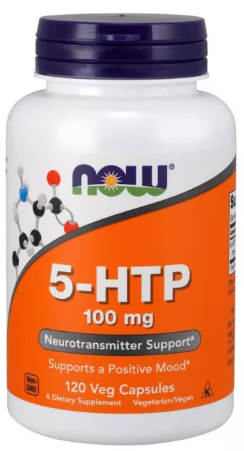 NOW Foods 5-HTP 100mg 50mg Kapseln Tabletten | 3 Größen | Angst Stimmung Schlaf