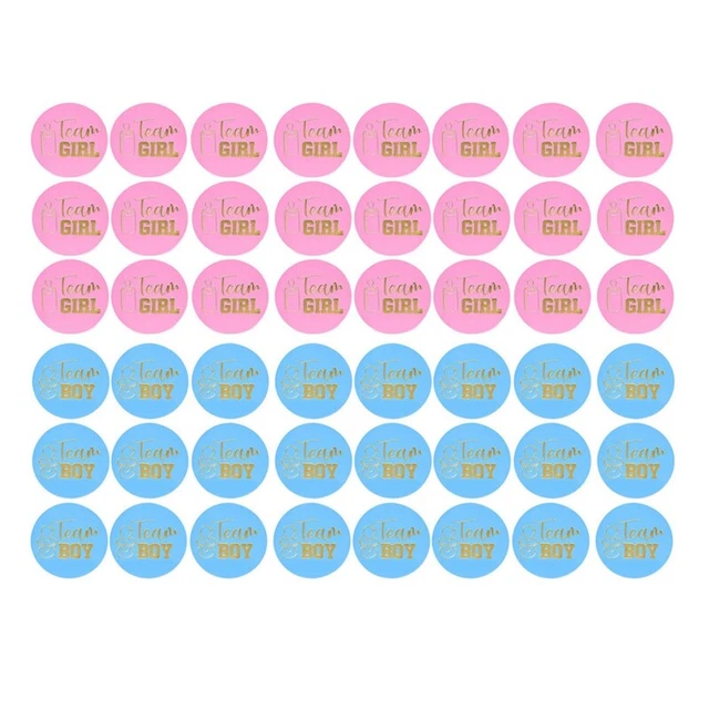 48 Pieces Gender Reveal Stickers Games Team & Team Perfect Gender Reveal Pa U7D3