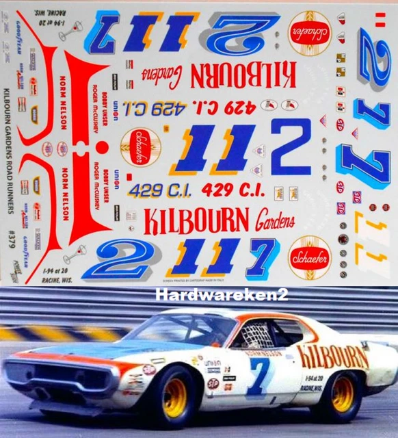 Nascar Decal # 7 Kilbourn Gardens 1973 Plymouth Road Runner Norm Nelson 1/25
