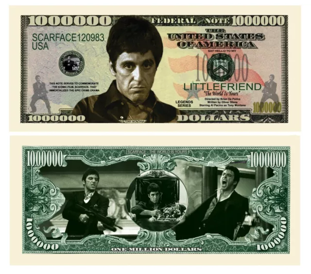 Pack of 50 - Al Pacino Scarface Million Dollar Novelty Bill Collectible