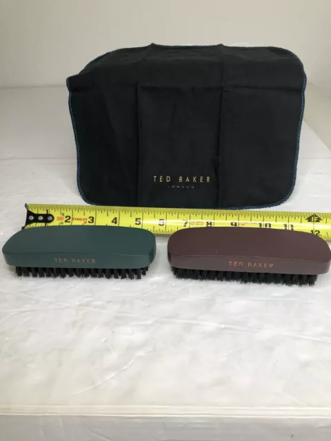 TED BAKER .NEW Shoe Care Kit. TWO BRUSHES + CLOTH.NEW OPEN BOX.