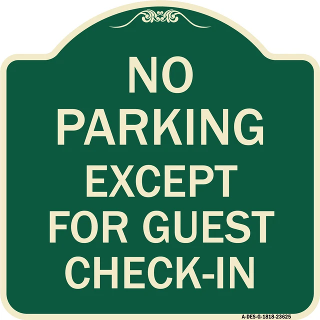 SignMission Designer Series - No Parking, Except for Guest Check-In Green & Tan