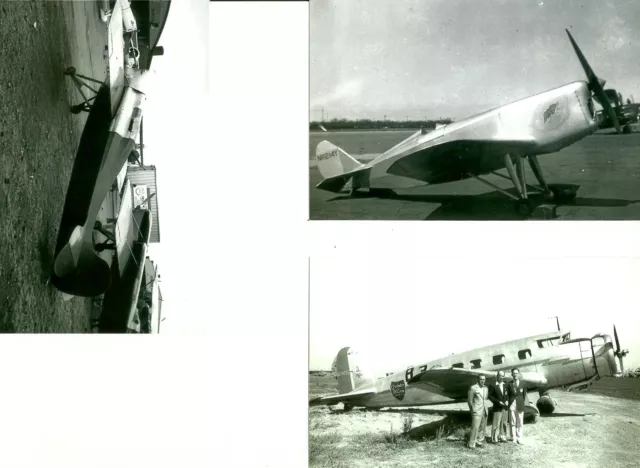 Set Of 3 - Lot #46 B&W 4X6 Photos: Burrows Vultee V-1 Wittman Racing Airplanes