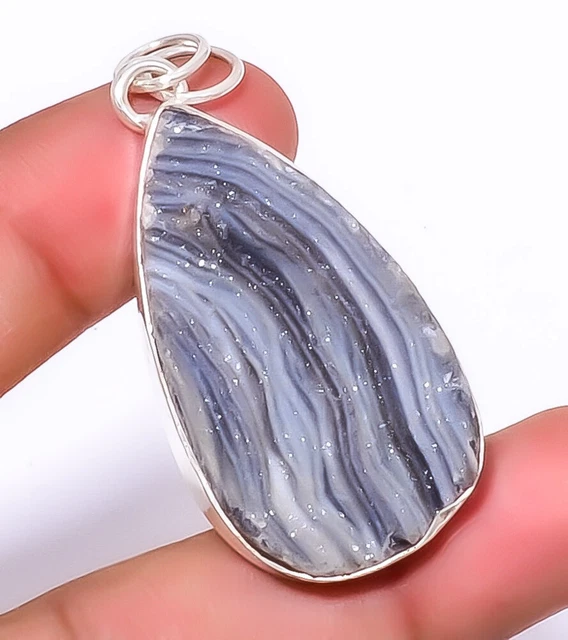 Desert Rose Drusy - India 925 Sterling Silver Jewelry Pendant 2.15" A345