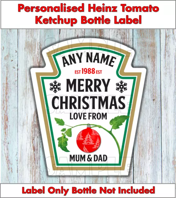 Personalised Heinz Tomato Ketchup Label Merry Christmas Secret Santa Present